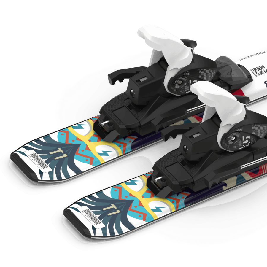 Junior-Kids' On-Piste Ski Package T1 Xs (And C5) White-Multicolor