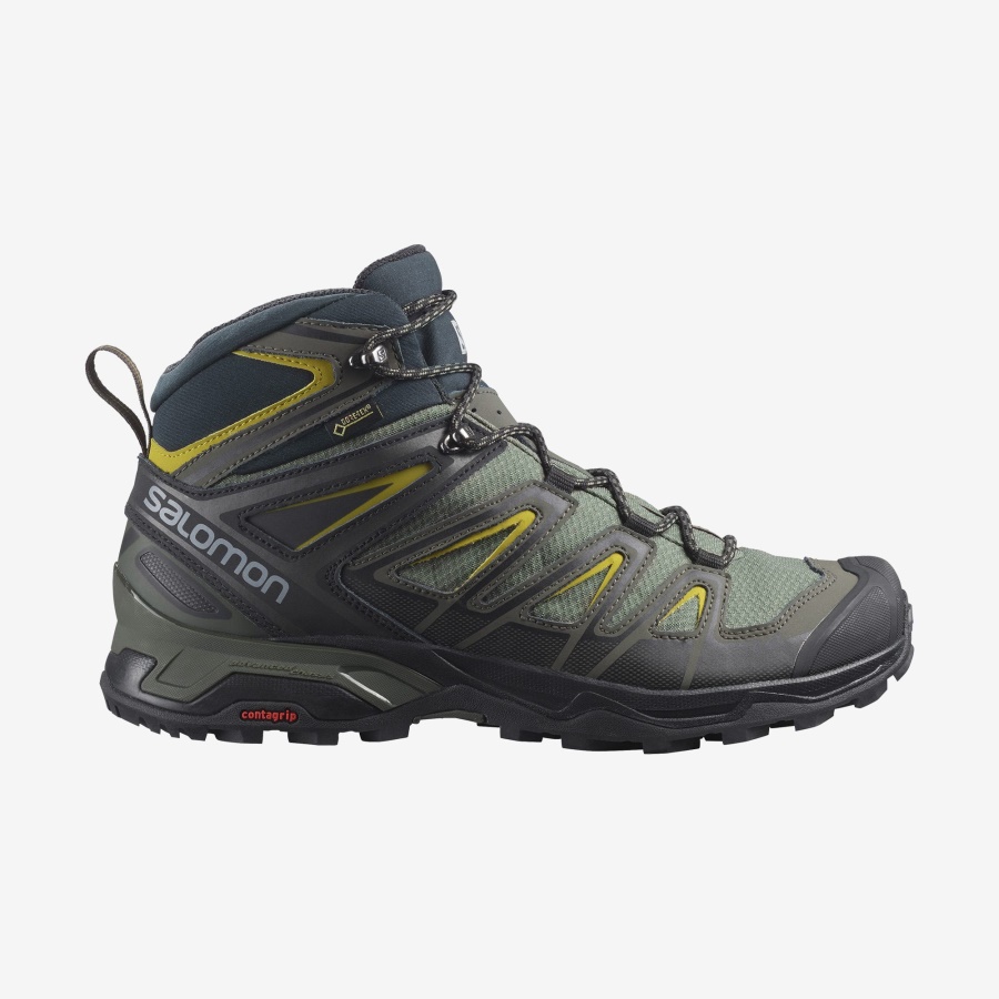 Men's Hiking Boots X Ultra 3 Mid Gore-Tex Castor Gray-Black-Green