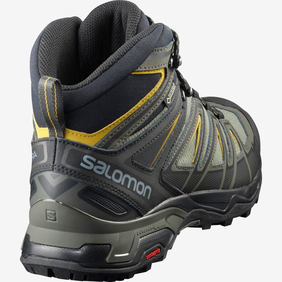 Men's Hiking Boots X Ultra 3 Wide Mid Gore-Gray-Black-Green Sulphur