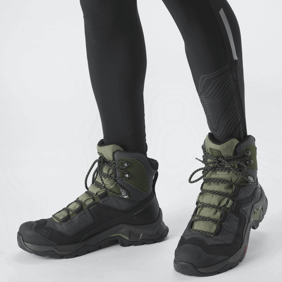 Men's Leather Hiking Boots Quest Element Gore-Tex Black-Green