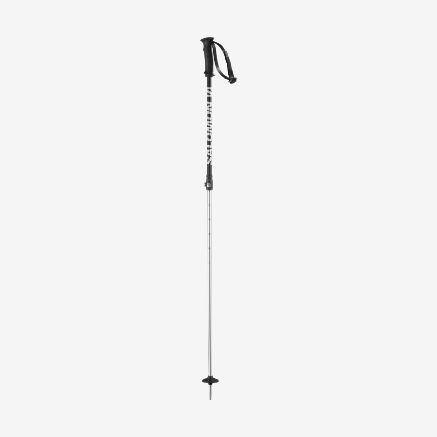 Unisex Alpine Poles Rental Telescopic Aluminium-Met Silver-Black