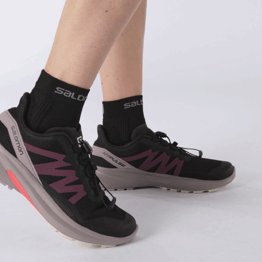 Women's Trail Running Shoes Hypulse Black-Quail-Rainy Day