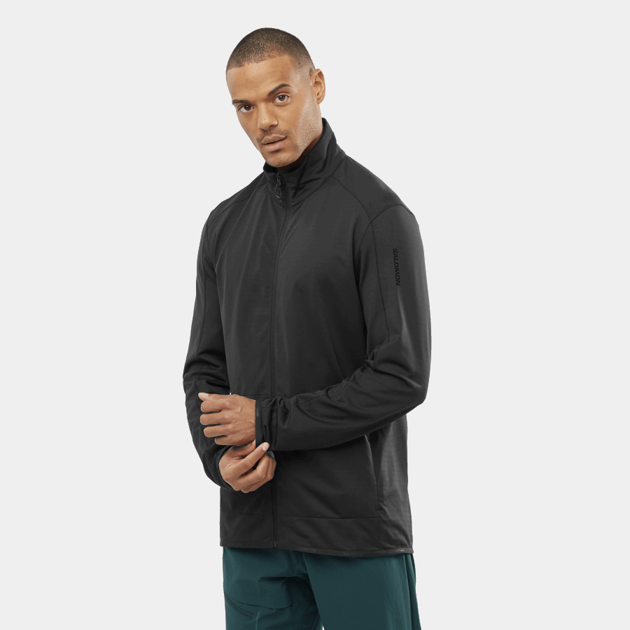 Men's Full Zip Midlayer Jacket Essential Lightwarm Deep Black