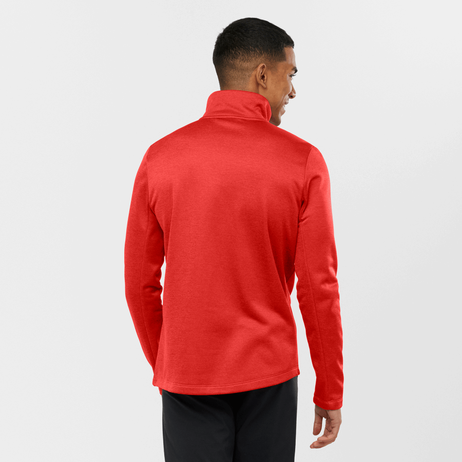 Men's Full Zip Midlayer Jacket Essential Lightwarm Heather Goji Berry-Heather