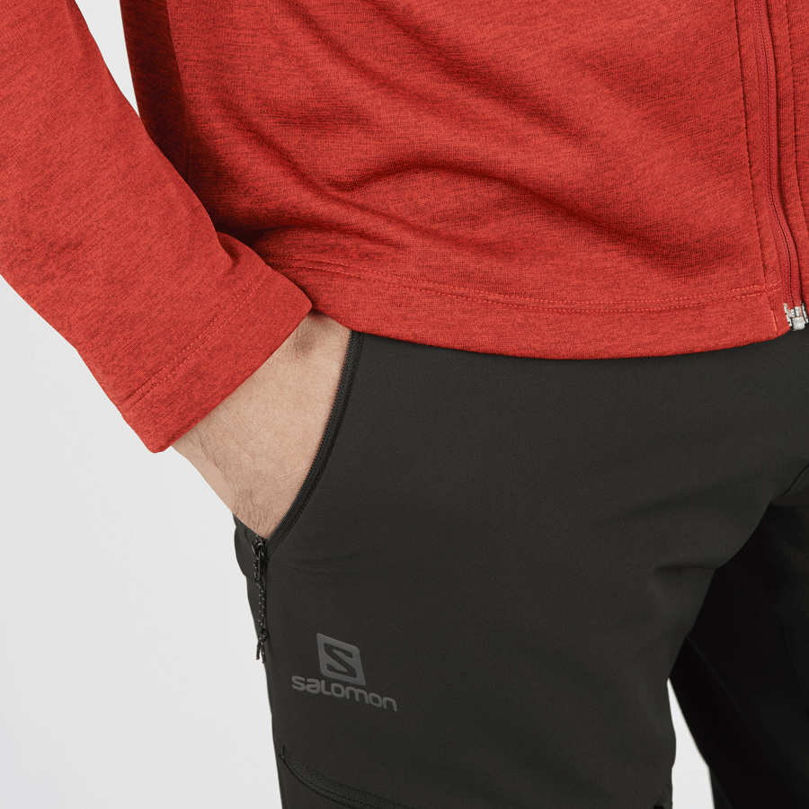 Men's Full Zip Midlayer Jacket Essential Lightwarm Heather Goji Berry-Heather