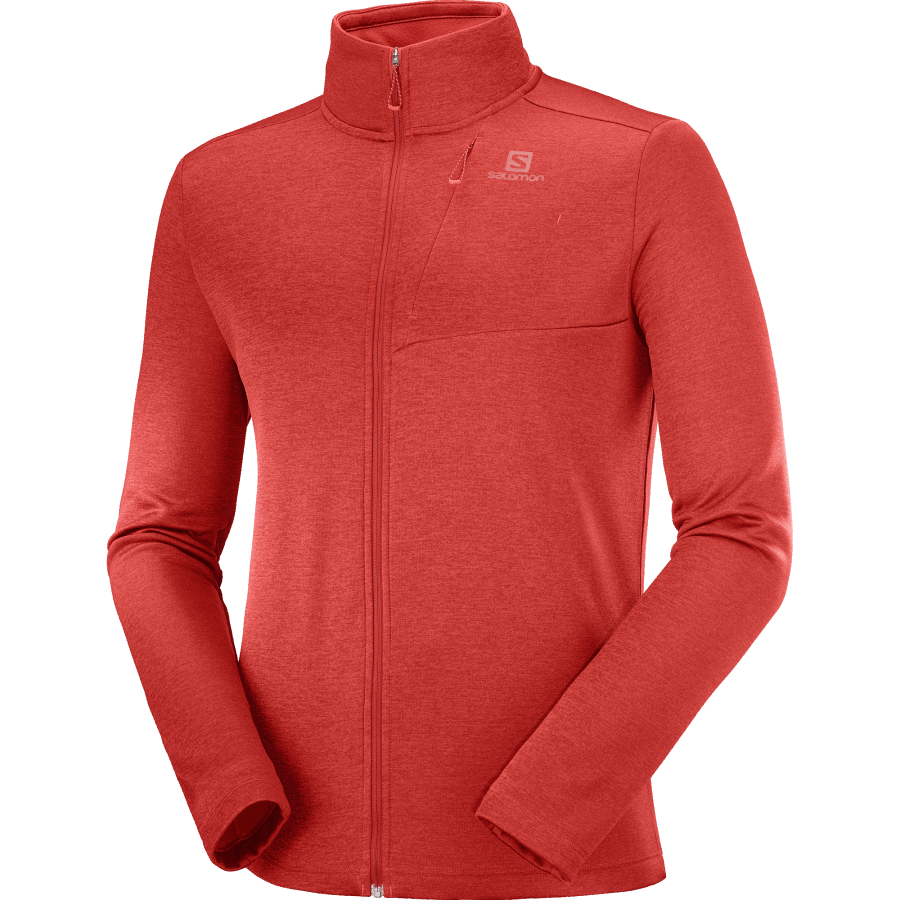 Men's Full Zip Midlayer Jacket Essential Lightwarm Heather Goji Berry-Heather