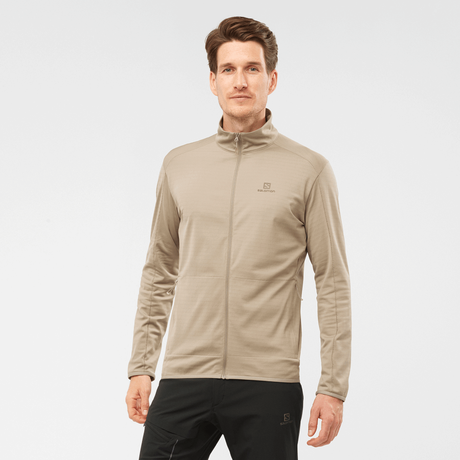 Men's Full Zip Midlayer Jacket Essential Lightwarm Roasted Cashew