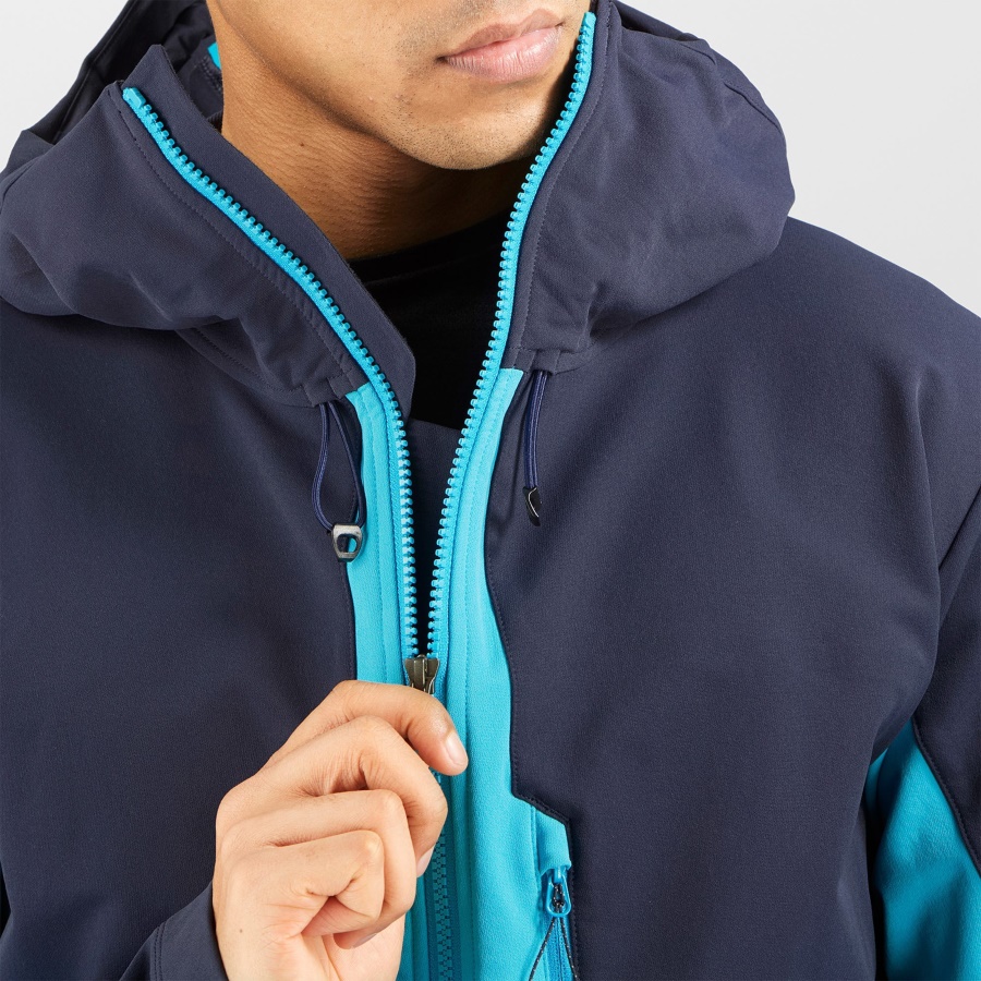 Men's Full Zip Midlayer Jacket Outpeak Softshell Night Sky-Barrier Reef