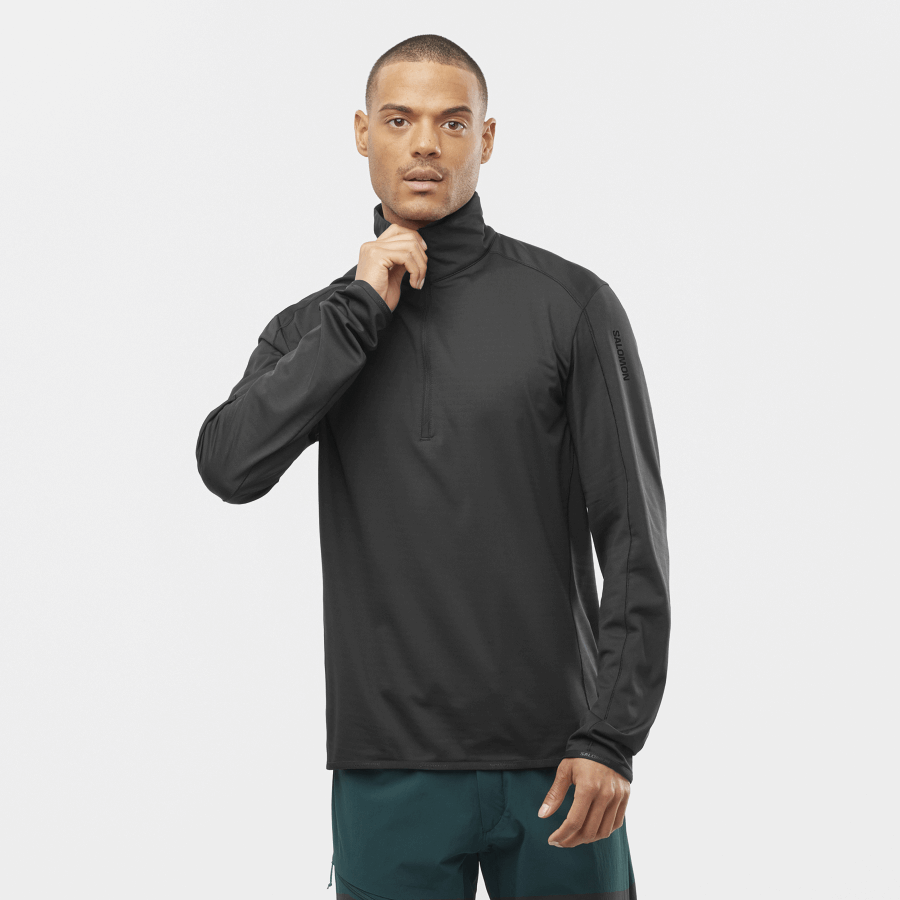 Men's Half Zip Midlayer Essential Lightwarm Deep Black