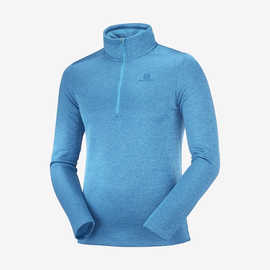 Men's Half Zip Midlayer Essential Lightwarm Seamless Barrier Reef-Heather