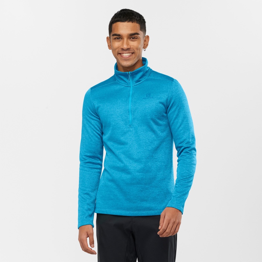 Men's Half Zip Midlayer Essential Lightwarm Seamless Barrier Reef-Heather