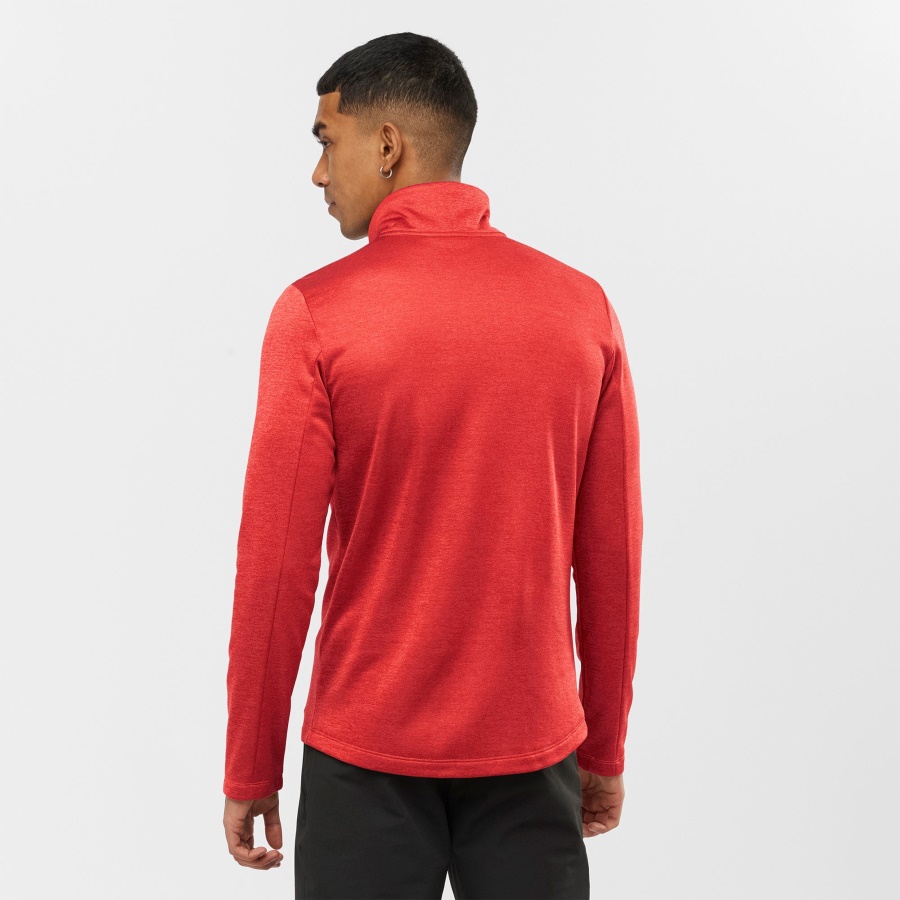 Men's Half Zip Midlayer Essential Lightwarm Seamless Goji Berry-Heather