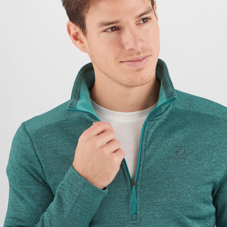 Men's Half Zip Midlayer Essential Lightwarm Seamless Pacific-Heather