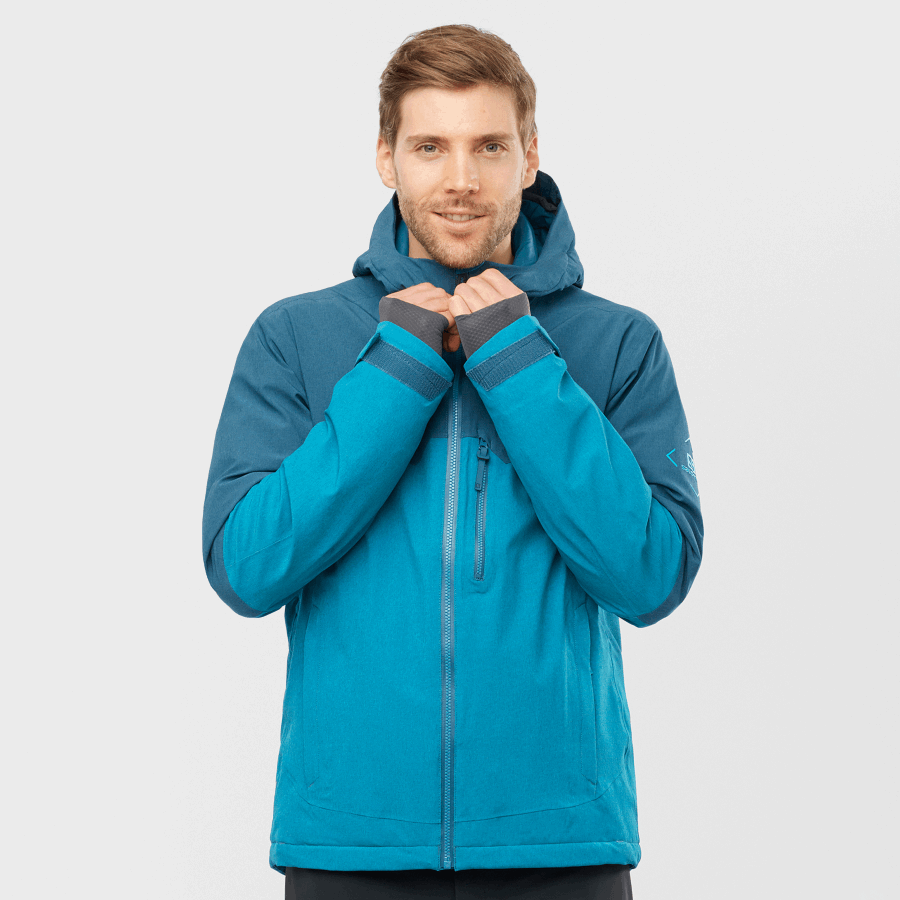 Men's Insulated Hooded Jacket Untracked Blue-Barrier Reef-Heather