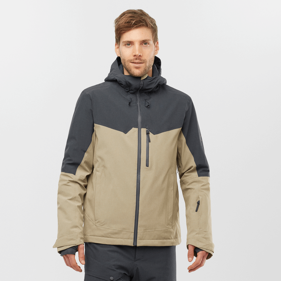 Men's Insulated Hooded Jacket Untracked Cashew-Plaza Taupe-Heather