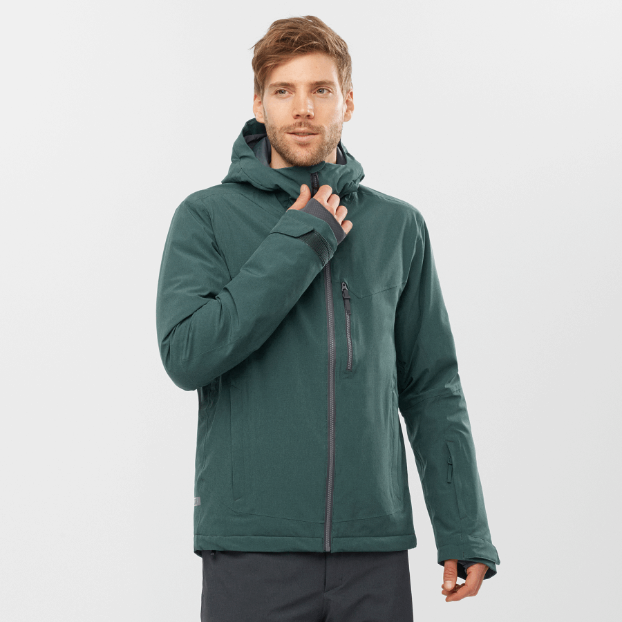 Men's Insulated Hooded Jacket Untracked Green Gables-Pacific