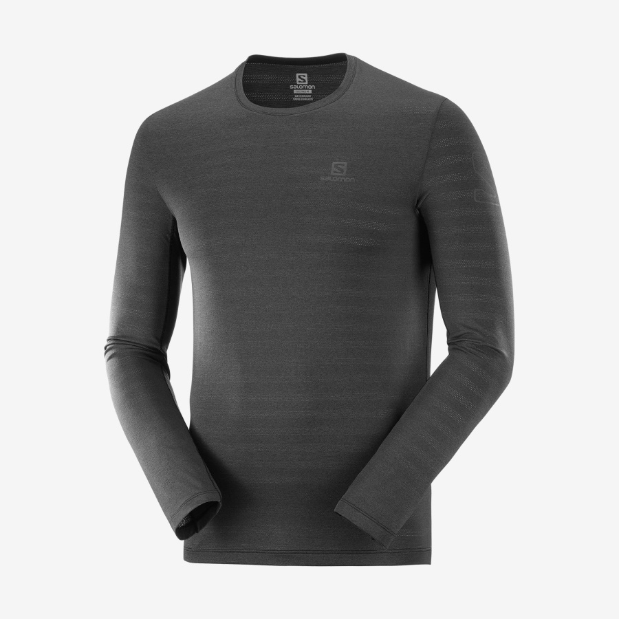 Men's Long Sleeve T-Shirt Outline Black-Heather