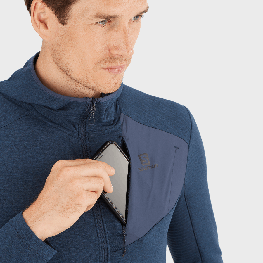 Men's Midlayer Jacket With Hood Essential Lightwarm Hooded Mood Indigo