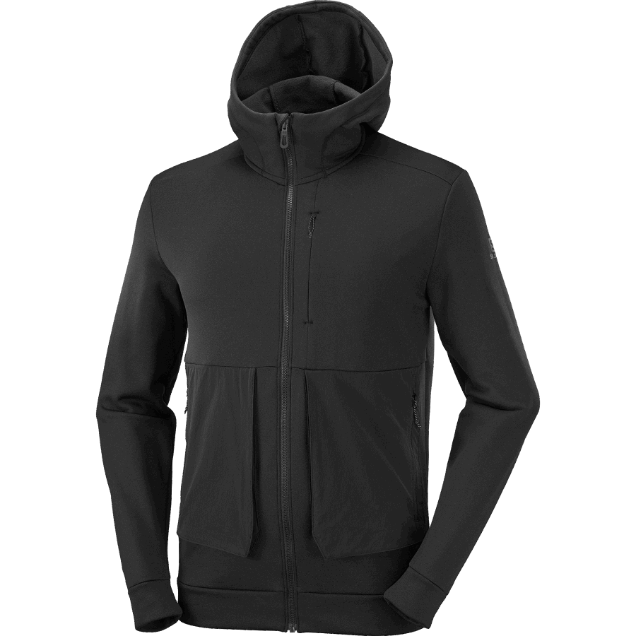 Men's Midlayer Jacket With Hood Essential Warm Fleece Black-Heather