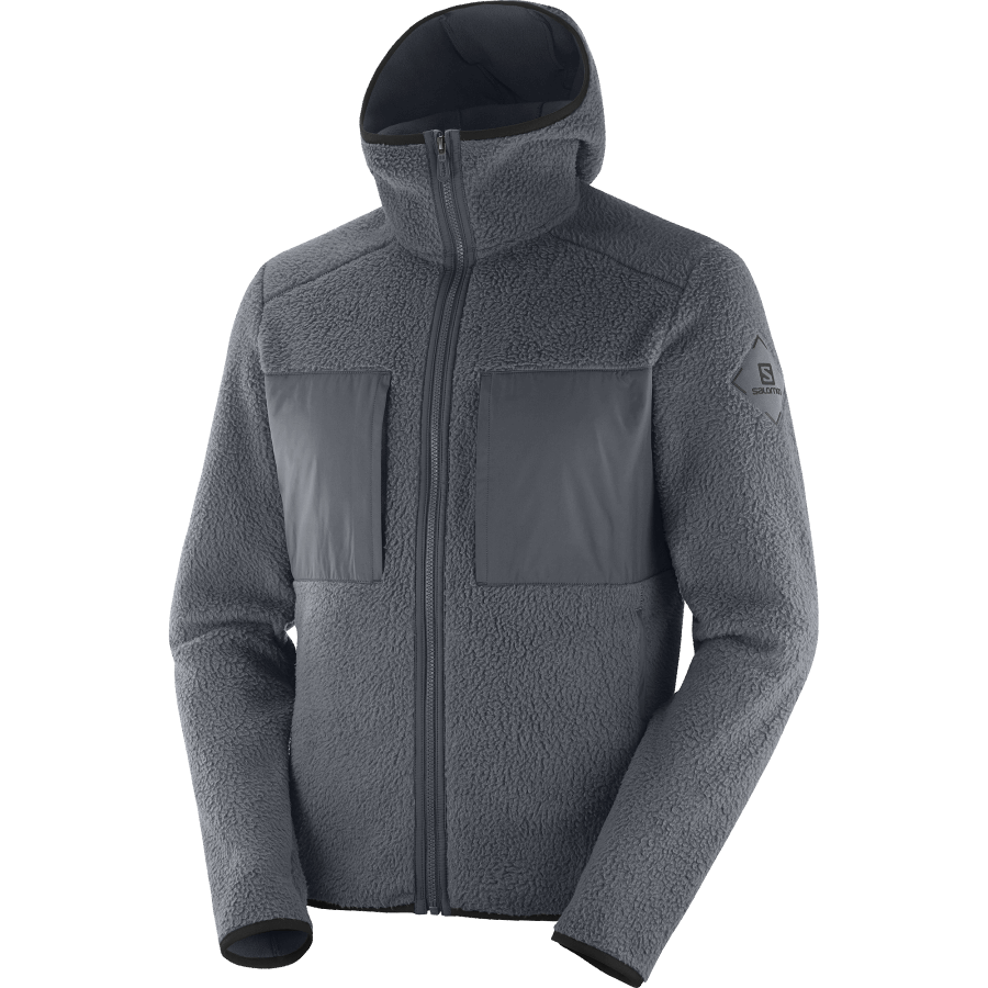 Men's Midlayer Jacket With Hood Essential Warm Teddy Ebony