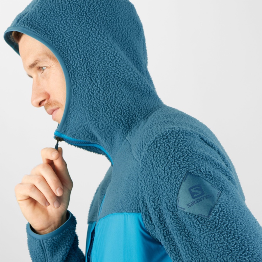 Men's Midlayer Jacket With Hood Essential Warm Teddy Mallard Blue
