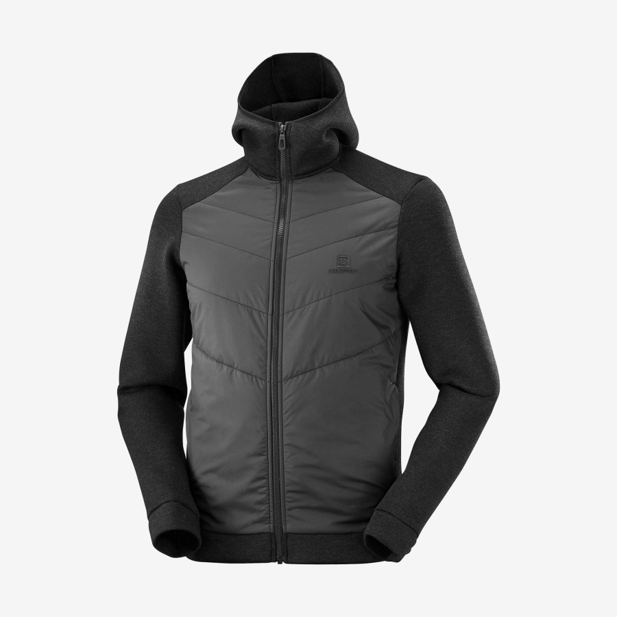 Men's Midlayer Jacket With Hood Essential Xwarm Hybrid Black-Heather