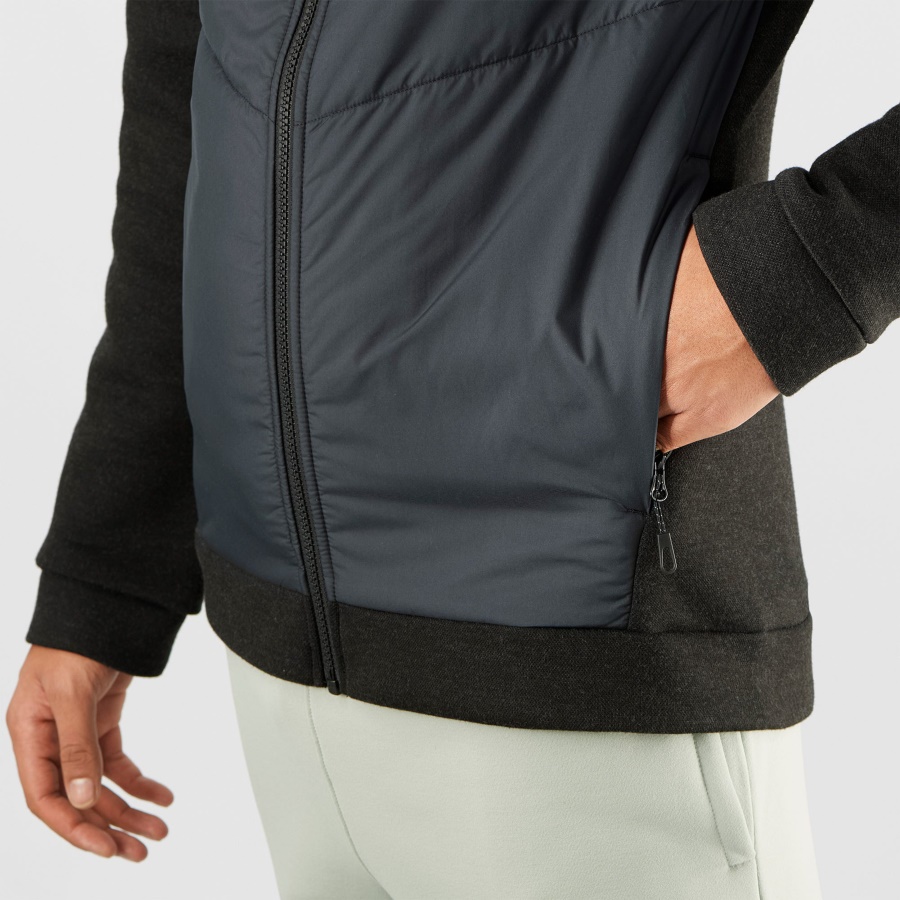 Men's Midlayer Jacket With Hood Essential Xwarm Hybrid Black-Heather