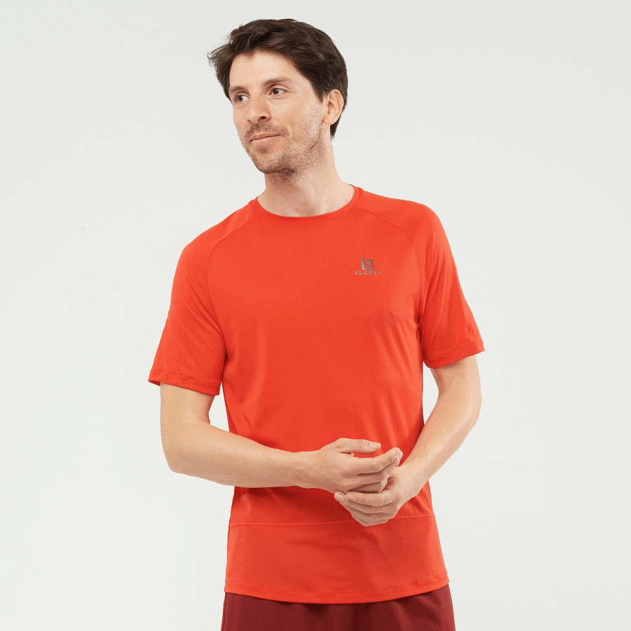 Men's Short Sleeve T-Shirt Cross Run Fiery Red