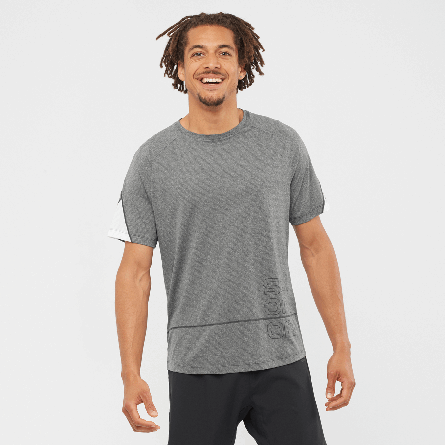 Men's Short Sleeve T-Shirt Cross Run Graphic Black-White