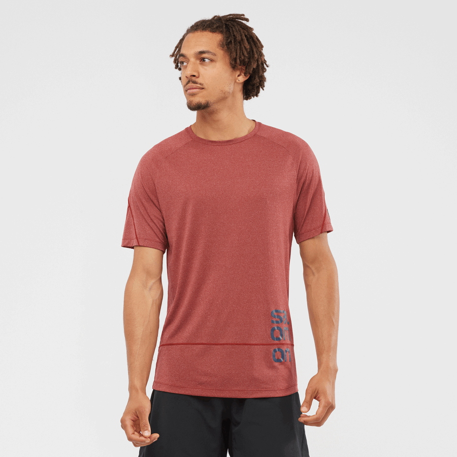 Men's Short Sleeve T-Shirt Cross Run Graphic Cabernet-Dark Denim-Heather