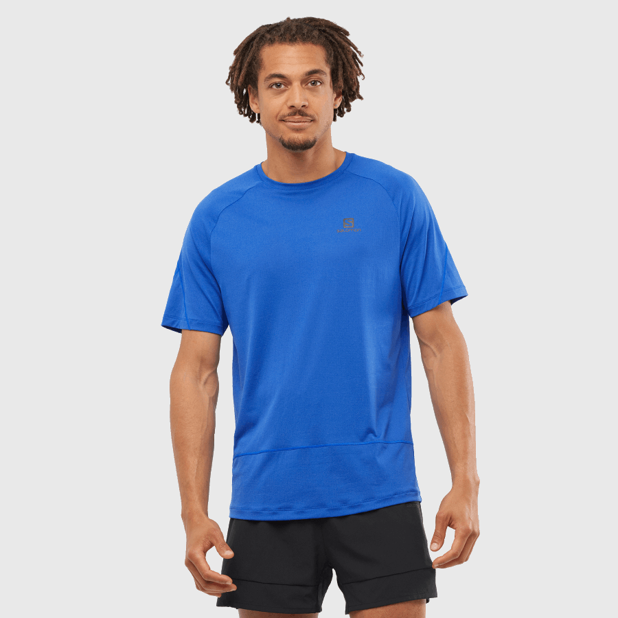 Men's Short Sleeve T-Shirt Cross Run Nautical Blue