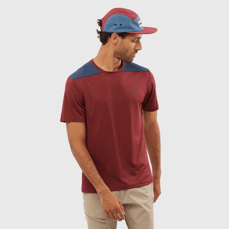 Men's Short Sleeve T-Shirt Outline Cabernet-Mood Indigo