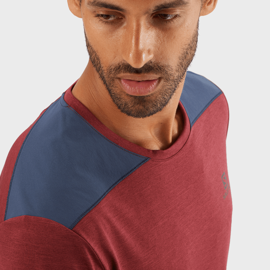 Men's Short Sleeve T-Shirt Outline Cabernet-Mood Indigo