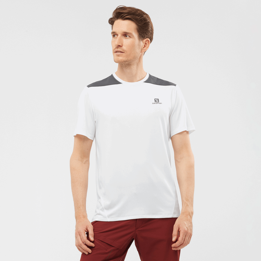 Men's Short Sleeve T-Shirt Outline White-Ebony