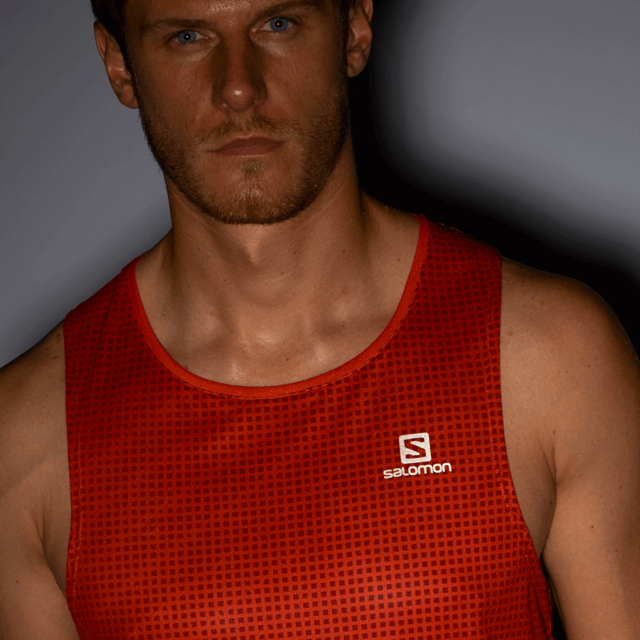 Men's Tank Sense Aero Singlet Fiery Red-Cabernet