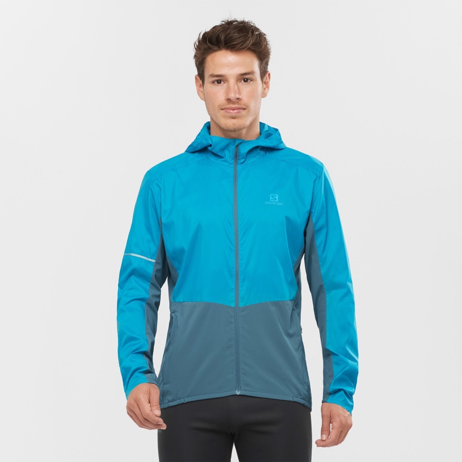 Men's Wind Jacket Hoodie Agile Wind Barrier Reef-Mallard Blue