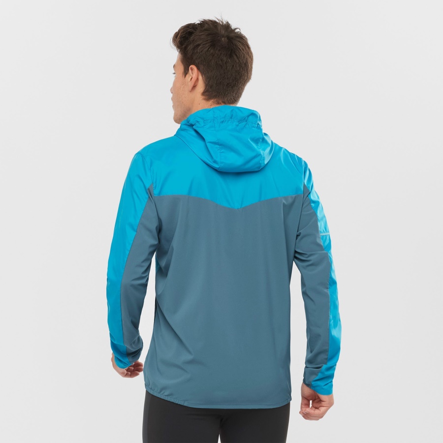 Men's Wind Jacket Hoodie Agile Wind Barrier Reef-Mallard Blue