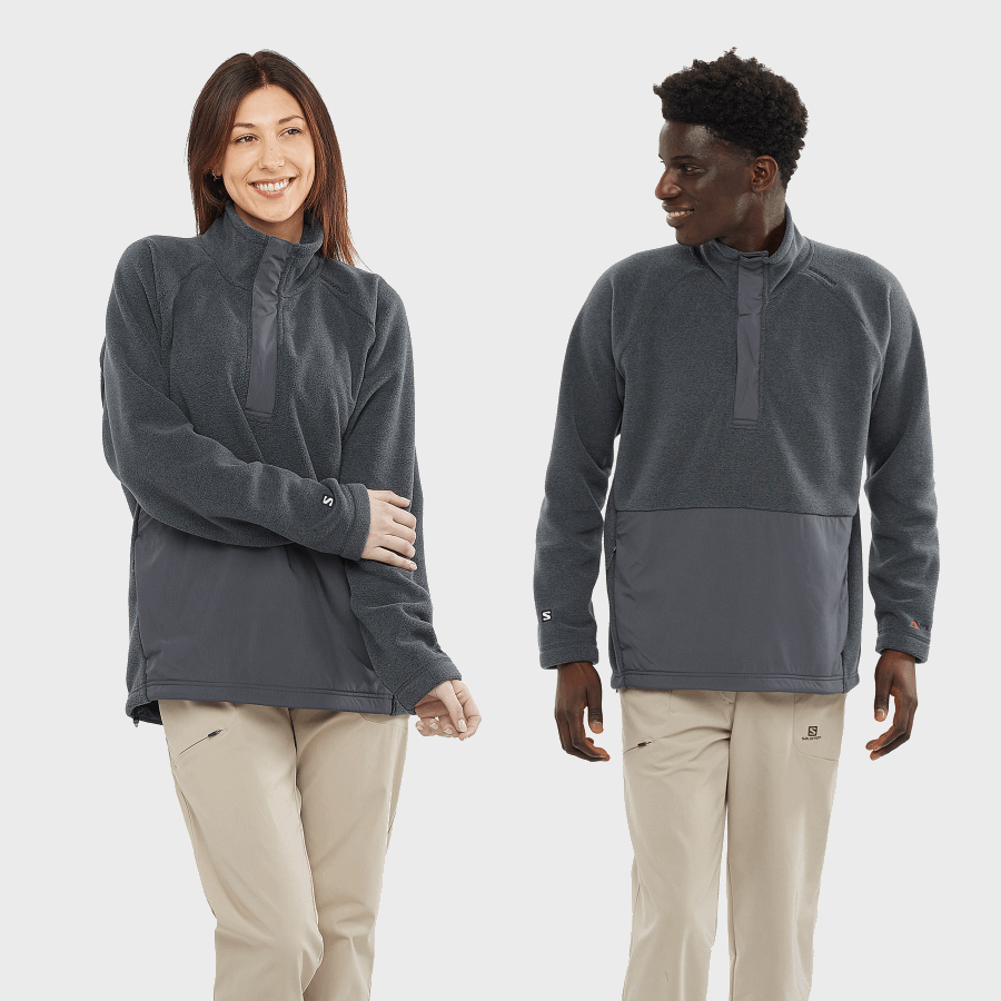 Unisex Half Zip Midlayer Outlife Polartec Halz Zip Ebony