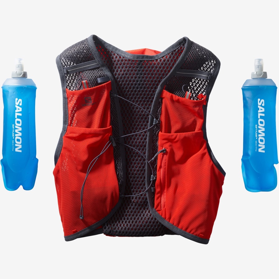 Unisex Running Vest With Flasks Included Active Skin 8 Fiery Red-Ebony