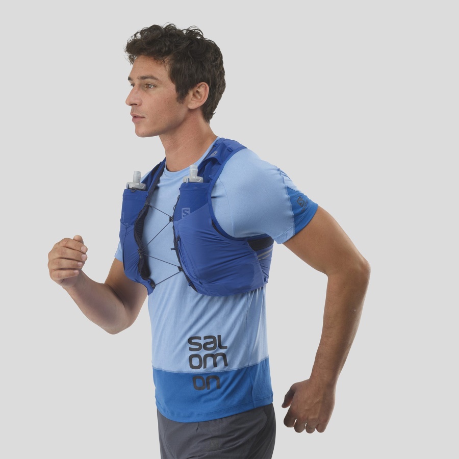 Unisex Running Vest With Flasks Included Sense Pro 5 Blue-Ebony-Mood Indigo