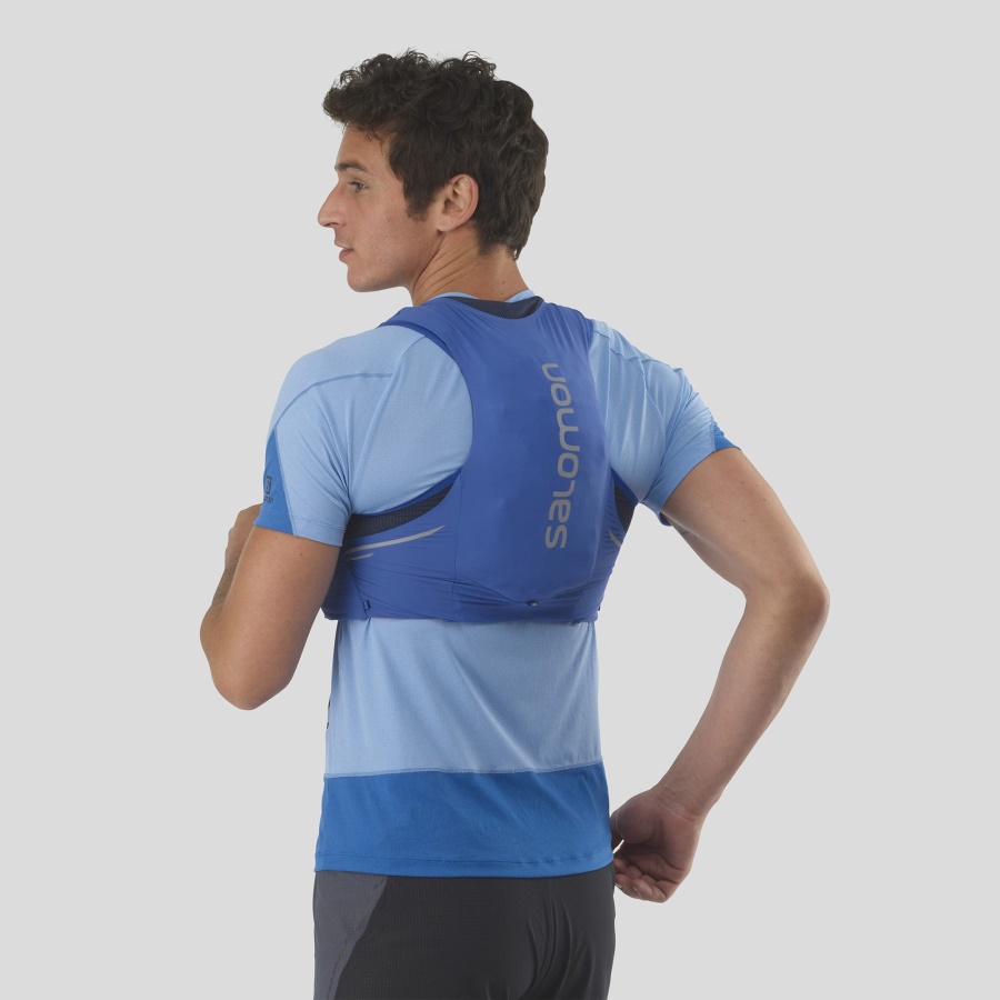 Unisex Running Vest With Flasks Included Sense Pro 5 Blue-Ebony-Mood Indigo