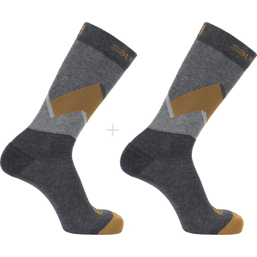 Unisex Socks Outline Crew 2-Pack Dark Grey-Cumin