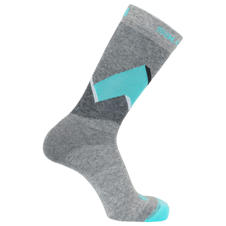 Unisex Socks Outline Crew 2-Pack Medium Grey-Pastel Turquoise