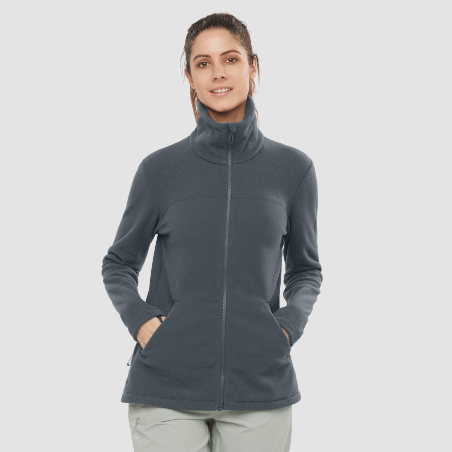 Women's Full Zip Midlayer Jacket Essential Cosy Fleece Ebony