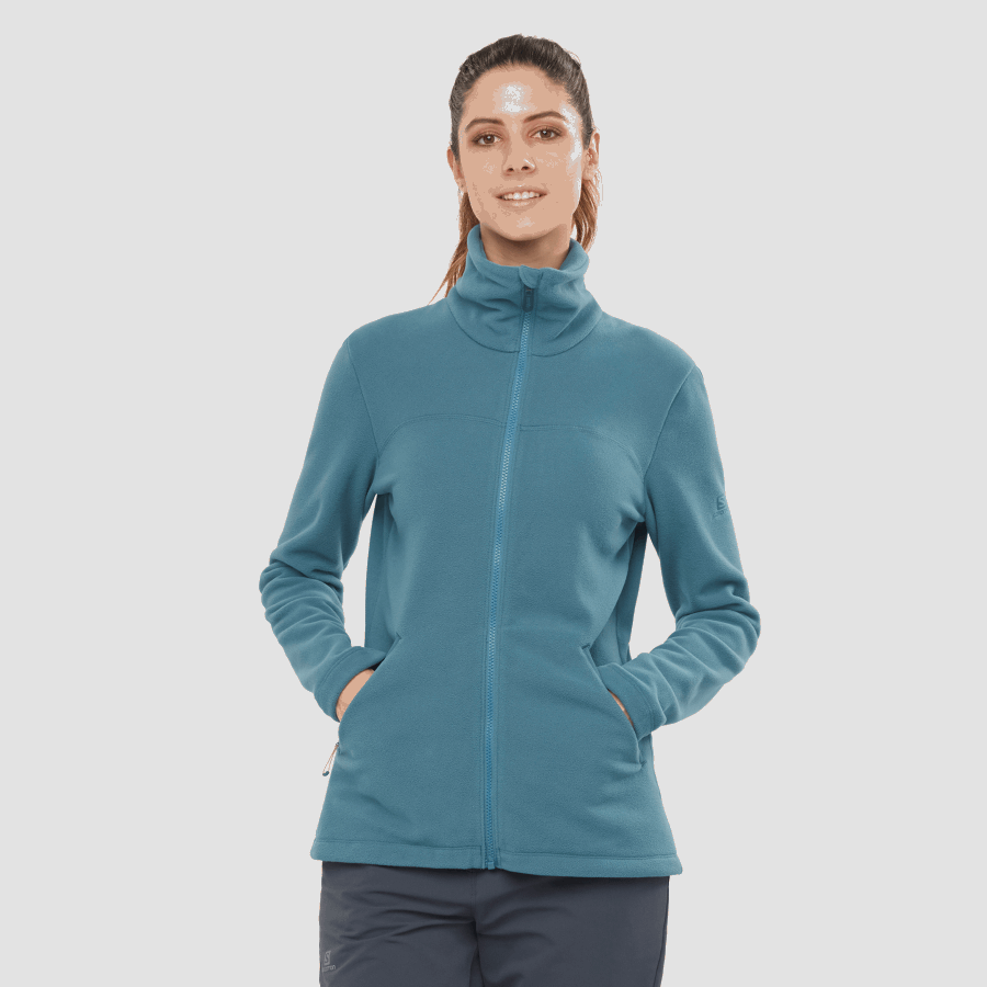 Women's Full Zip Midlayer Jacket Essential Cosy Fleece Mallard Blue