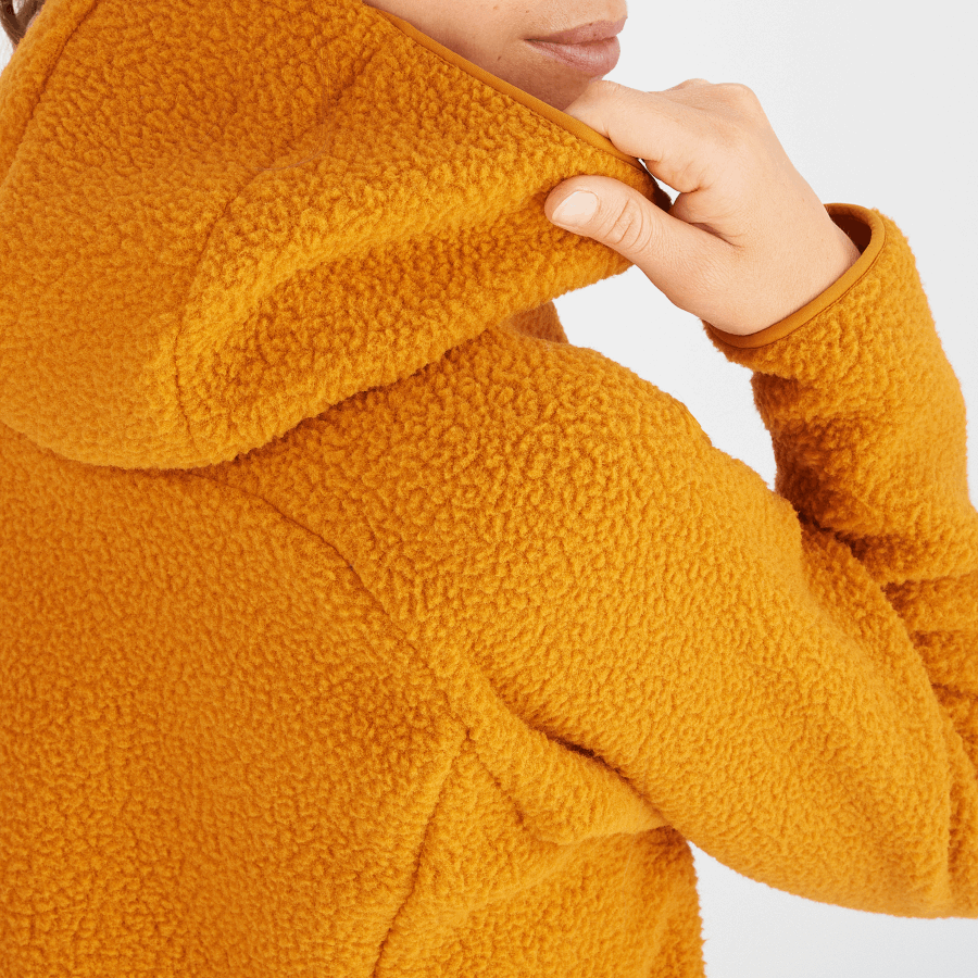 Women's Full Zip Midlayer Jacket Outline Warm Teddy Honey Ginger-Heather-Ebony
