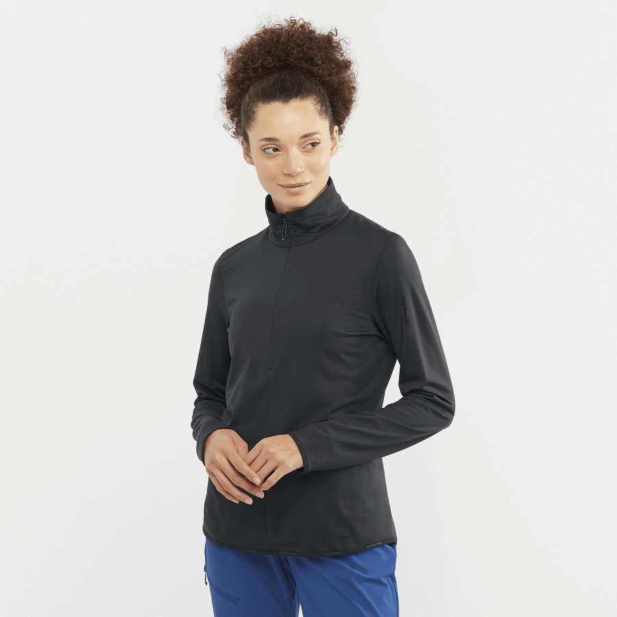Women's Half Zip Midlayer Jacket Essential Lightwarm Deep Black