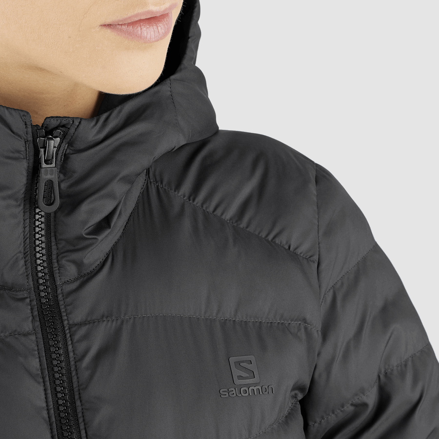 Women's Insulated Jacket Hoodie Essential Xwarm Long Ebony