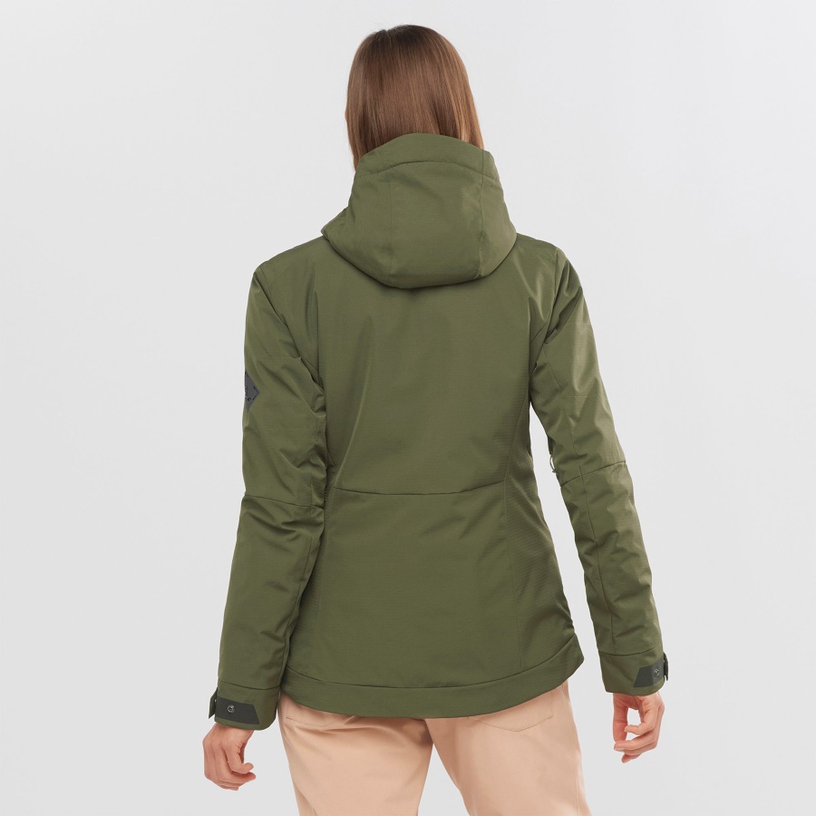Women's Insulated Jacket Hoodie Snow Rebel Olive Night-Sirocco