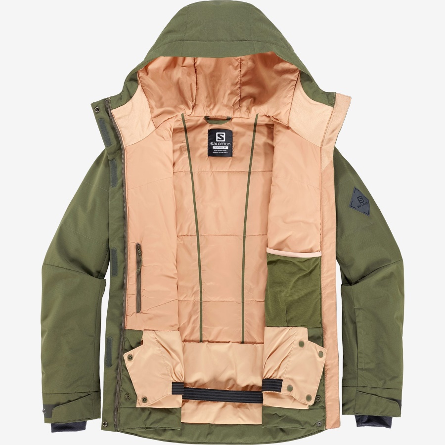 Women's Insulated Jacket Hoodie Snow Rebel Olive Night-Sirocco